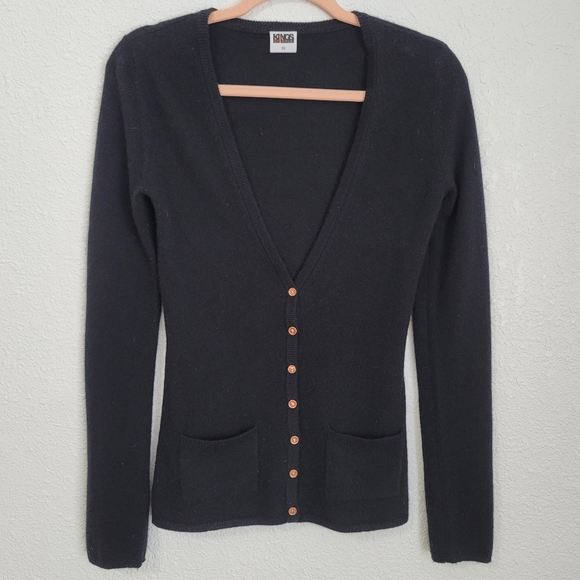 Kings Of Cole Pure Cashmere Rhinestone Skull Cardigan, Size XS - Picture 2 of 7